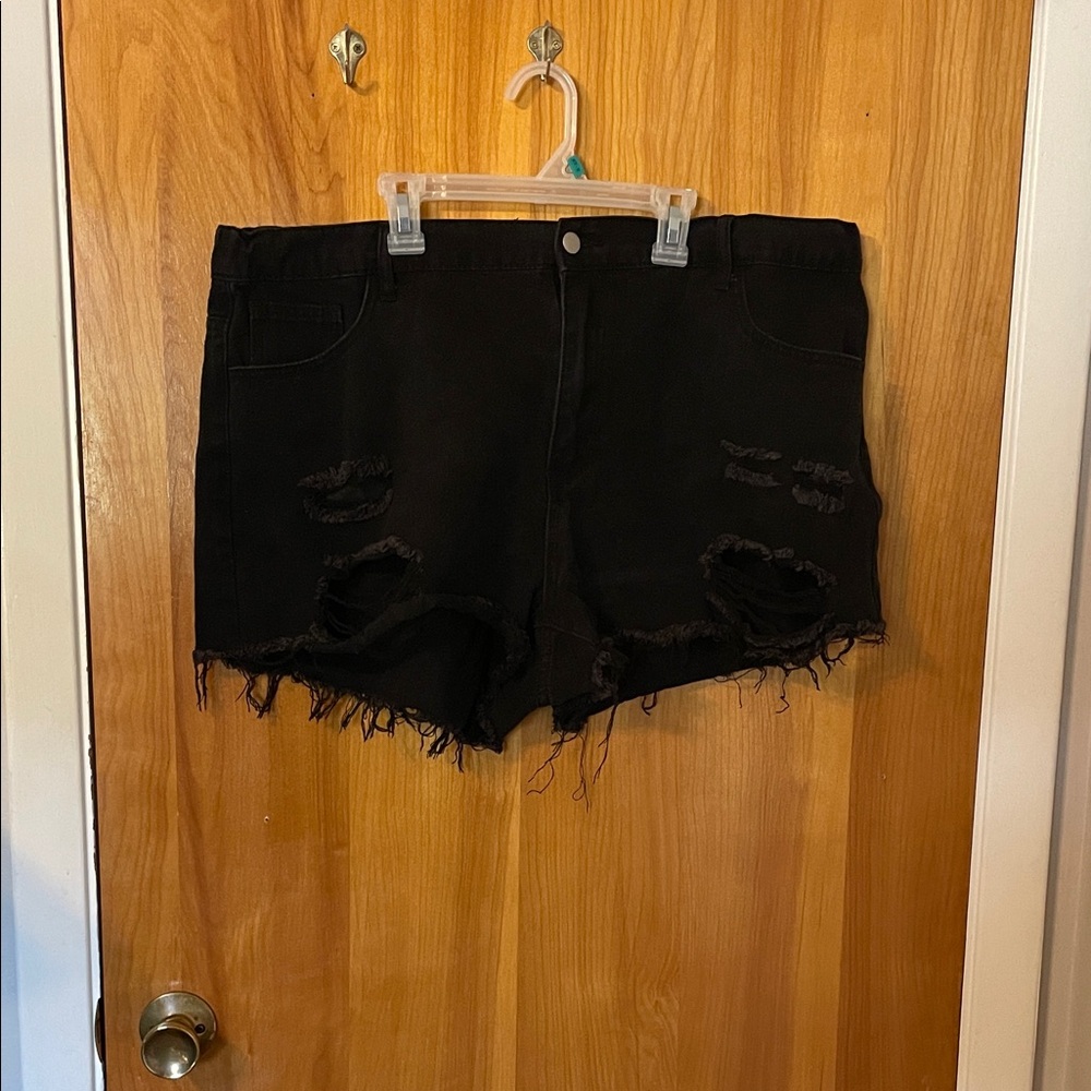 SHEIN Black Distressed Jean Shorts